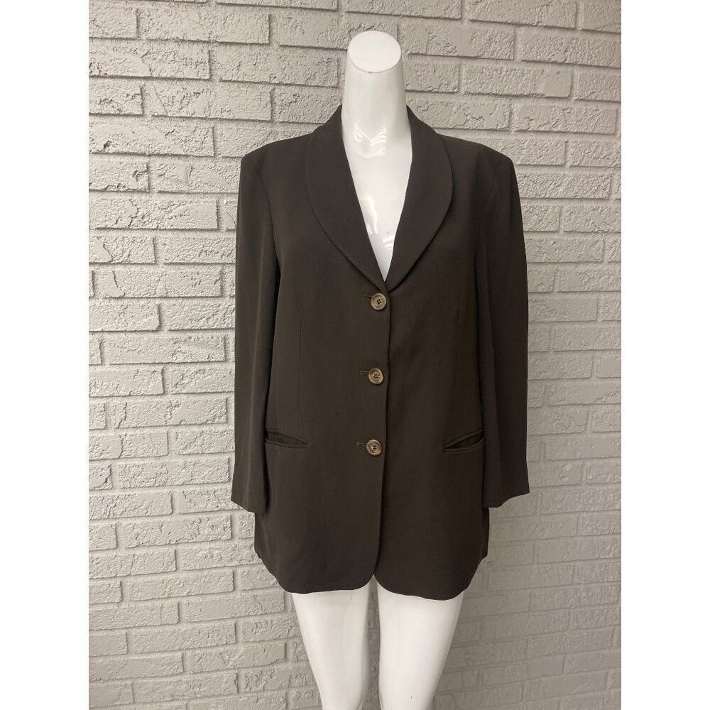 Brooks Brothers Women's Brown Wool Shawl Collar Three Button Blazer Size 10